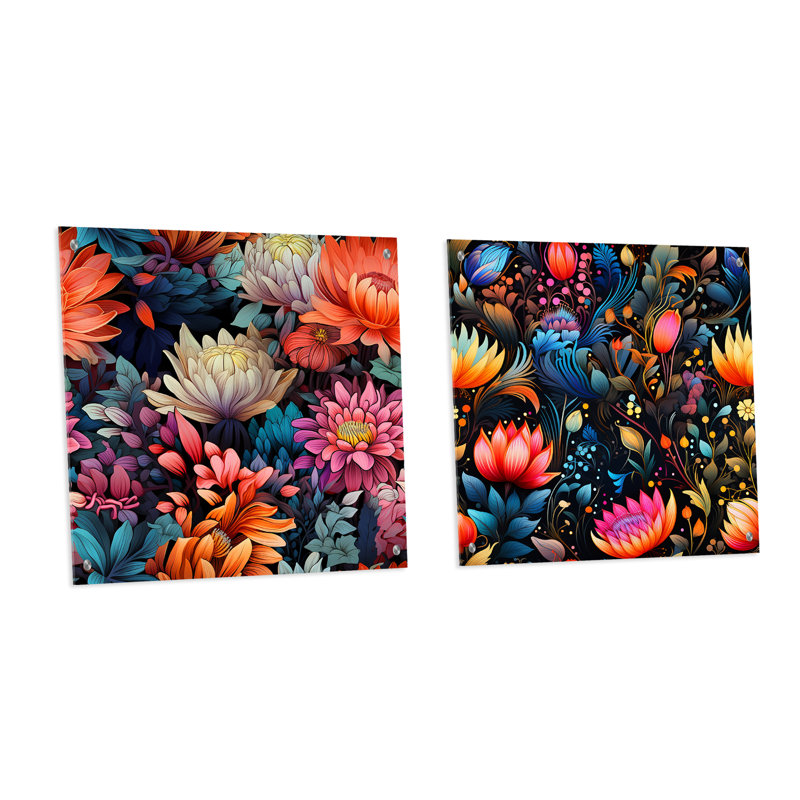 Design Art Neon Botany Botanical Pattern - Abstract Botanicals